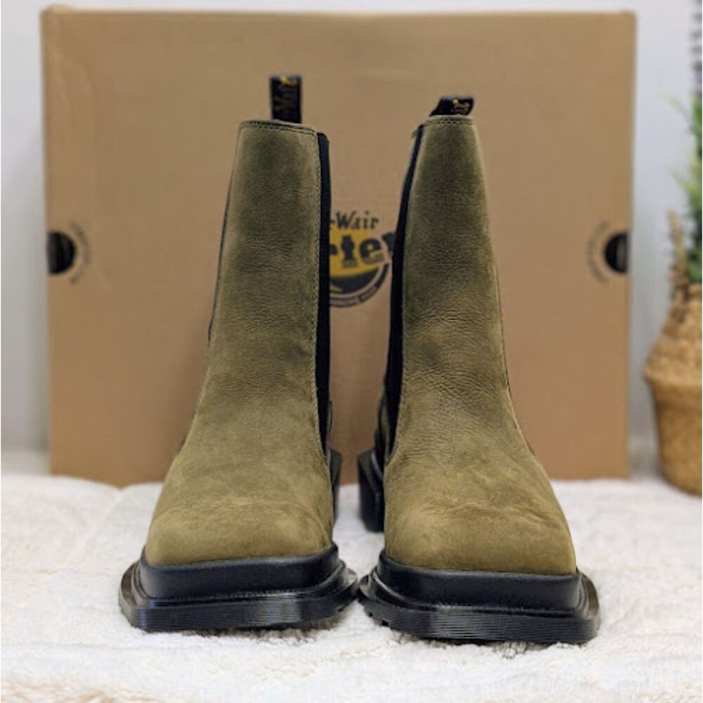 Dr. Martens Olive Maybole Square Toe Buttersoft Leather Chelsea Boots UK 7 NIB - Picture 6 of 13